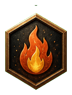Flame streak badge representing progress and achievements